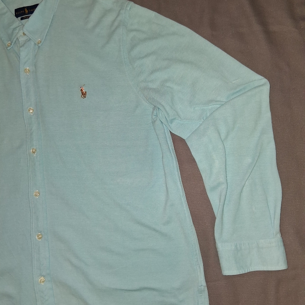 Ralph Lauren Knit Oxford Men SZ XL Light Blue Casual Button Down Shirt - Picture 12 of 15